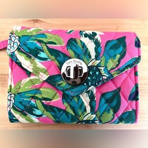 Vera Bradley Pink and Green Quilted Clutch, NWOT
